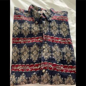 Boys large navy with red print shirt